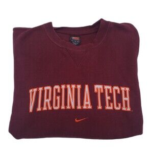 Vintage Nike Team Virginia Tech Hokies Crewneck Sweatshirt Center Swoosh Y2k